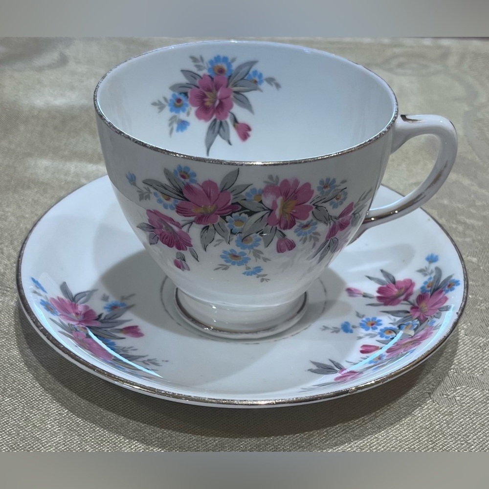 Sampson Smith Old Royal Bone China Floral Tea Cup & Saucer